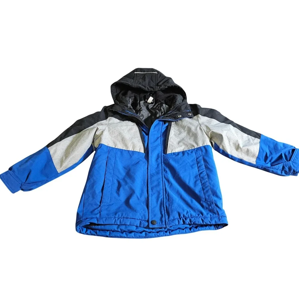 ZeroXposur Winter Jacket Boys Size M 8 Blue Black Grey Colorblock Hooded Coat